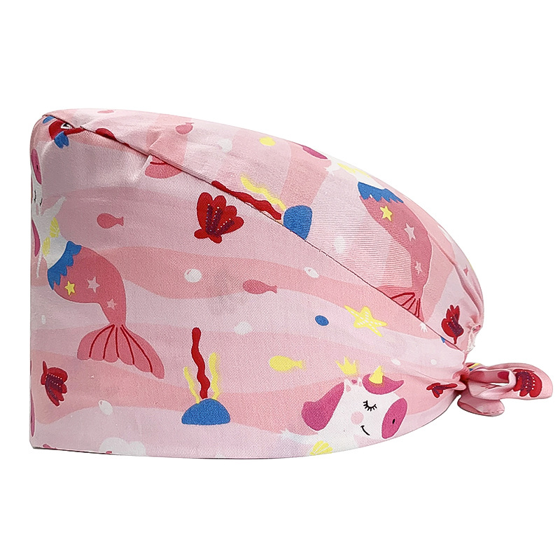 Gorro quirúrgico de algodón puro de las mujeres impreso ajustable calabaza tapa confinamiento quimioterapia a prueba de polvo puntera enfermera trabajo sombrero hombres
