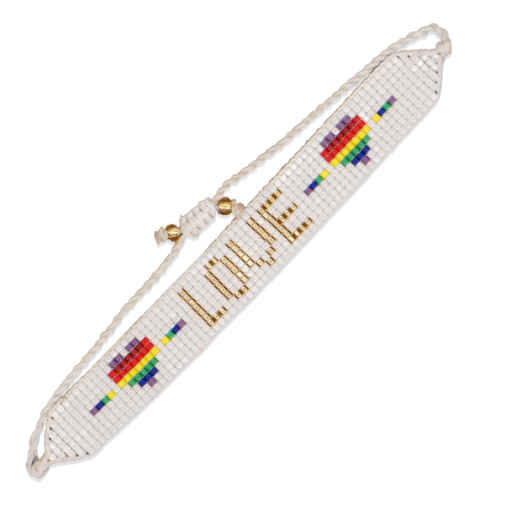 Ethnic Rainbow Beaded Woven Heart Bracelet Wholesale Nihaojewelry display picture 5