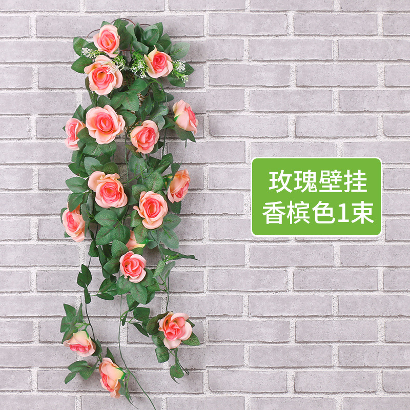Simulación de rosa de pared colgante de flores falsas sala de estar interior techo de planta de pared de hierro forjado decoración de tubería de flores falsas rosa de pared