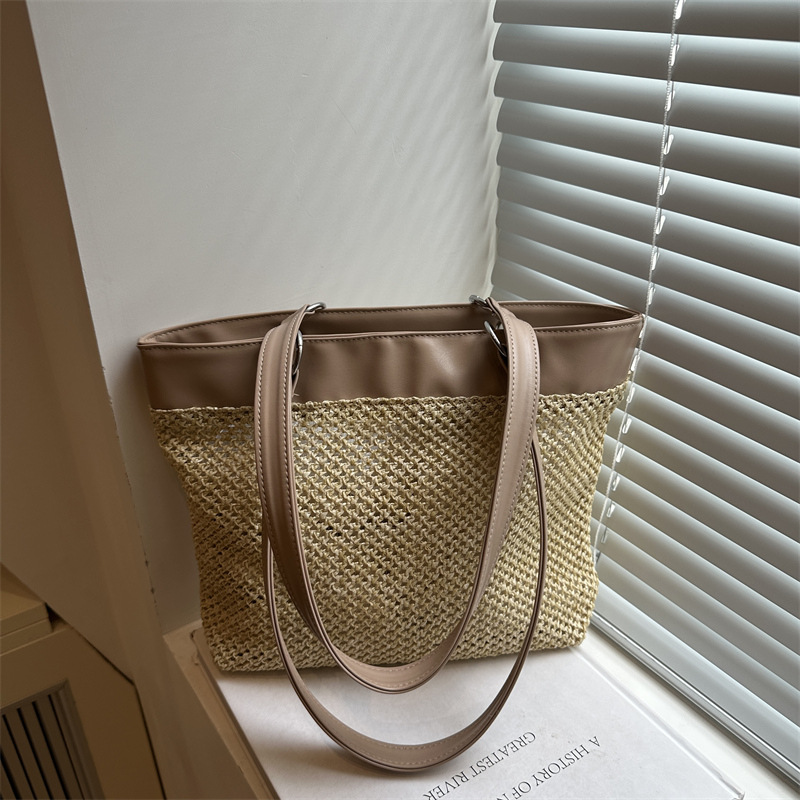 Modische Geflochtene Strohtasche Für Damen Große Schultertasche_voghion.com