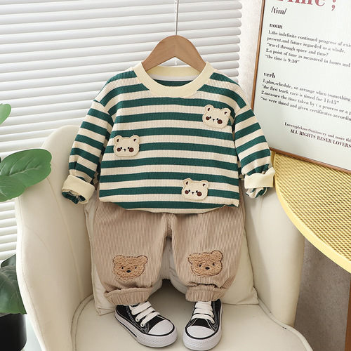 Men's Baby Sweatshirt Two-Piece Set Children's Autumn Outfit Factory Wholesale New Korean Style Boys Casual Trendy Children's Outfit Set