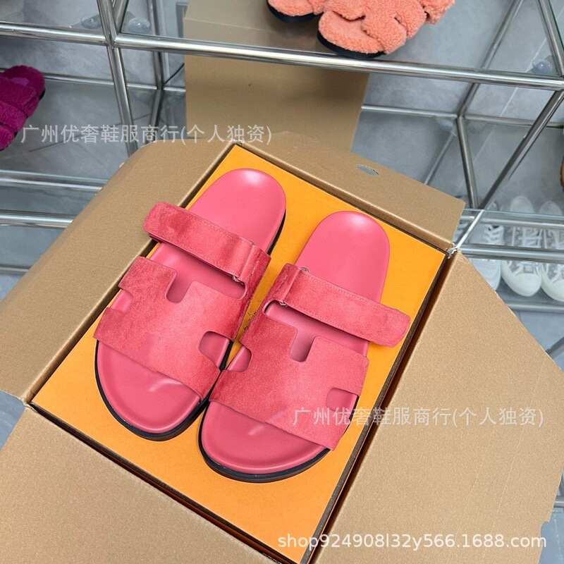 高版本2025年夏新款跨境二舅拖女厚底拖鞋魔术贴外贸大码轻奢女鞋|undefined