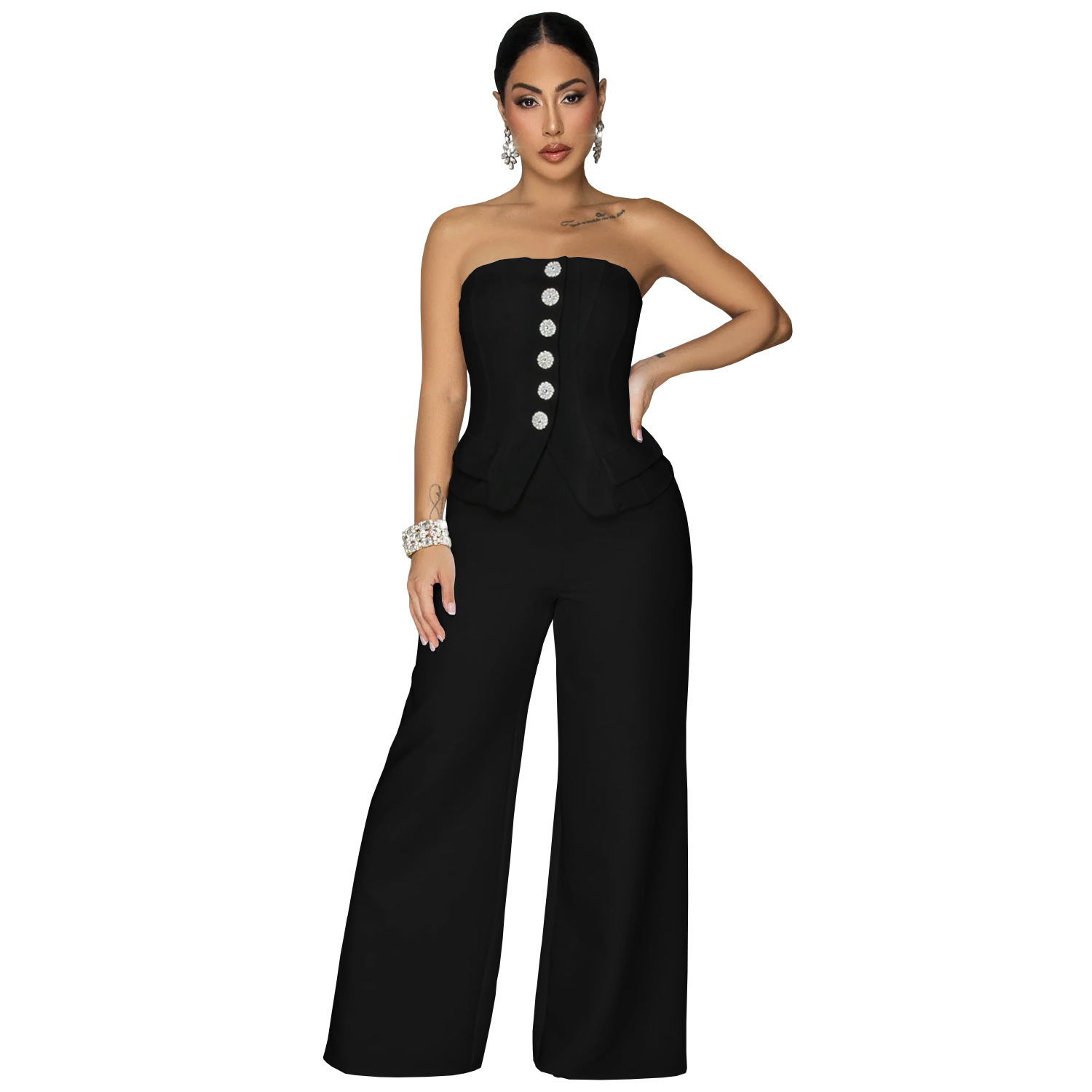 C7628 Aliexpress transfronterizo Amazon Europa y América moda de mujer sexy un pecho de espaldas casuales pantalonés de piernas