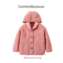 儿童外套秋冬亲子款加绒加厚宝宝保暖上衣颗粒绒连帽外套新品