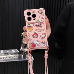 甜品kt猫适用苹果16手机壳oppo挂绳防摔vivo支架小米15华为pura70