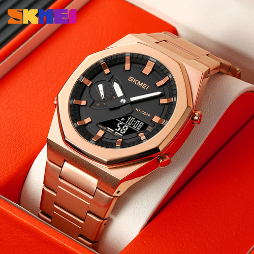 Skmei Men's Synchronous Movement Sports Business Electronic Watch Steel Strap Men's Watch Factory Direct Sales
