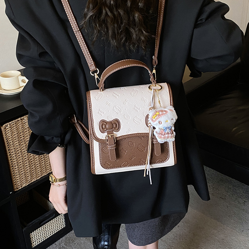 A Niche Embossed Bow Casual Backpack With A High-end Feel, Sweet And Simple Small Backpack_voghion.com