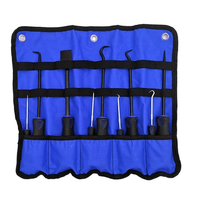 Mühərrik tənzimləmə alətləri – In-Stock 4-Piece/9-Piece/11-Piece/13-Piece/17-Piece Car Oil - dark-blue-9-piece-hook-set-oxford-storage-roll-bag