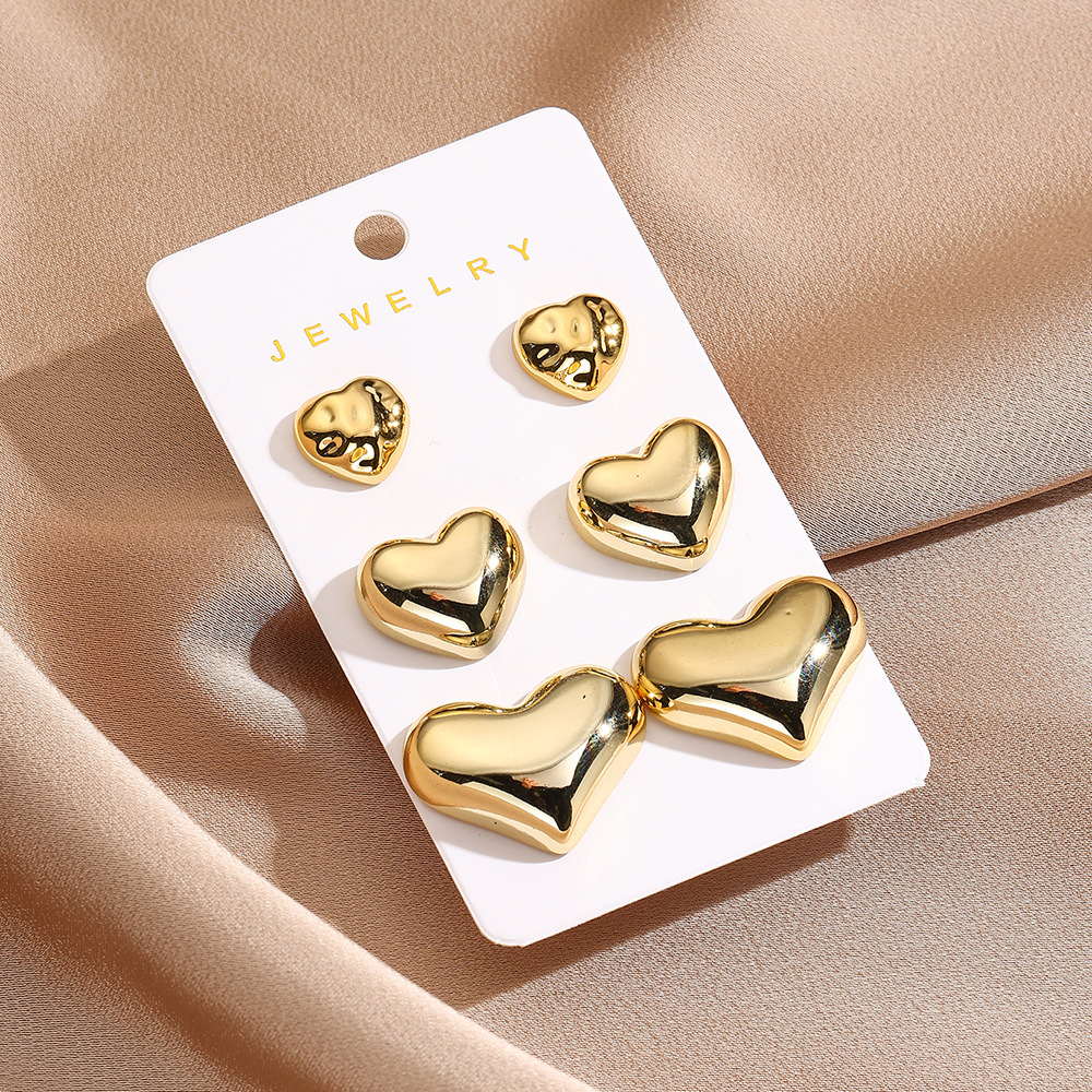 16g Weight Steel needle Ear Needle Material Ear Studs Classification 1 Set Quantity Daily Occasion CCB Material Geometric, Heart Shape Pattern All Seasons Season Women's Gender Plating Design Simple Style Style 1 Set Simple Style Geometric Heart Shape Plating CCB Ear Studs 7