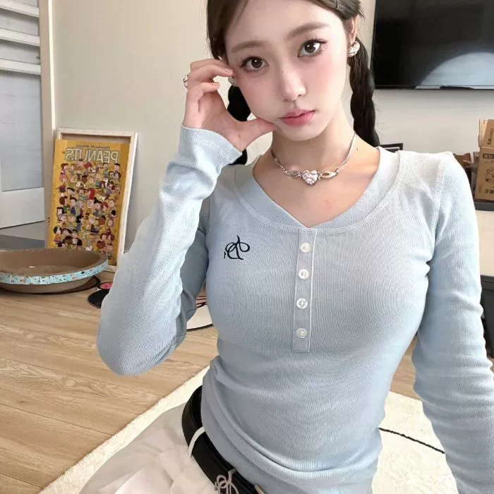 Трансграничная новая американская футболка с длинными рукавами на плече