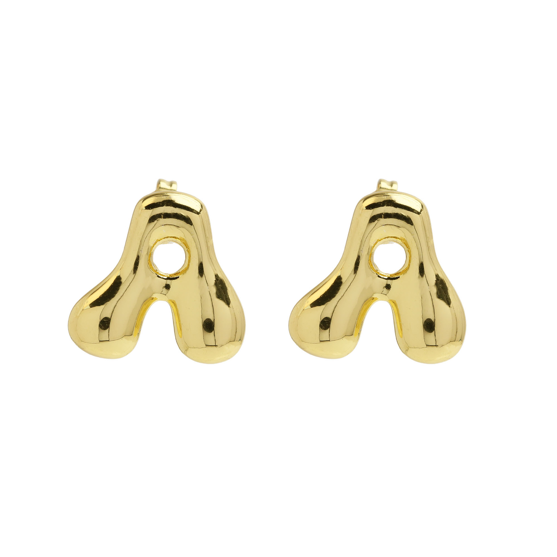1 Pair Quantity Casual Occasion Copper Material 1 Pair Simple Style Letter Plating Copper 18K Gold Plated Ear Studs
