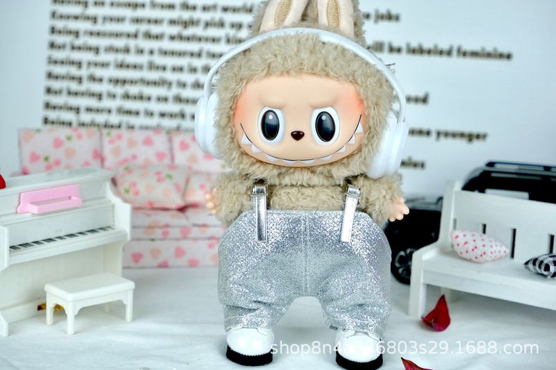 【衣類のみ】ラブブベビー服 labubu17cm 1代目・3代目 おもちゃ 人形服 キラキラオーバーオール|undefined