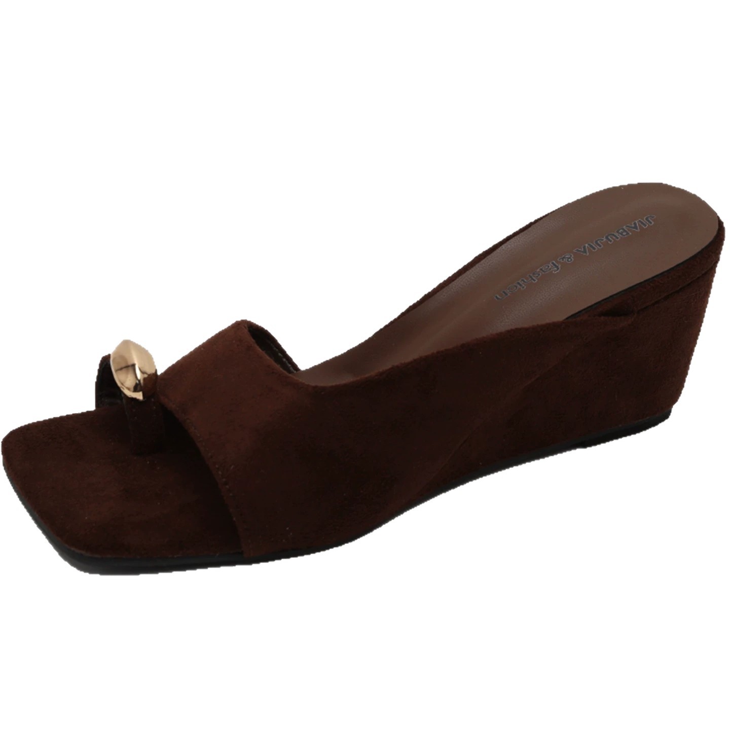 Niche temperamento cuadrado tacones de pendiente zapatillas de dedo de punta para mujeres verano 2026 nuevo tacones de lana zapatillas frías image 5