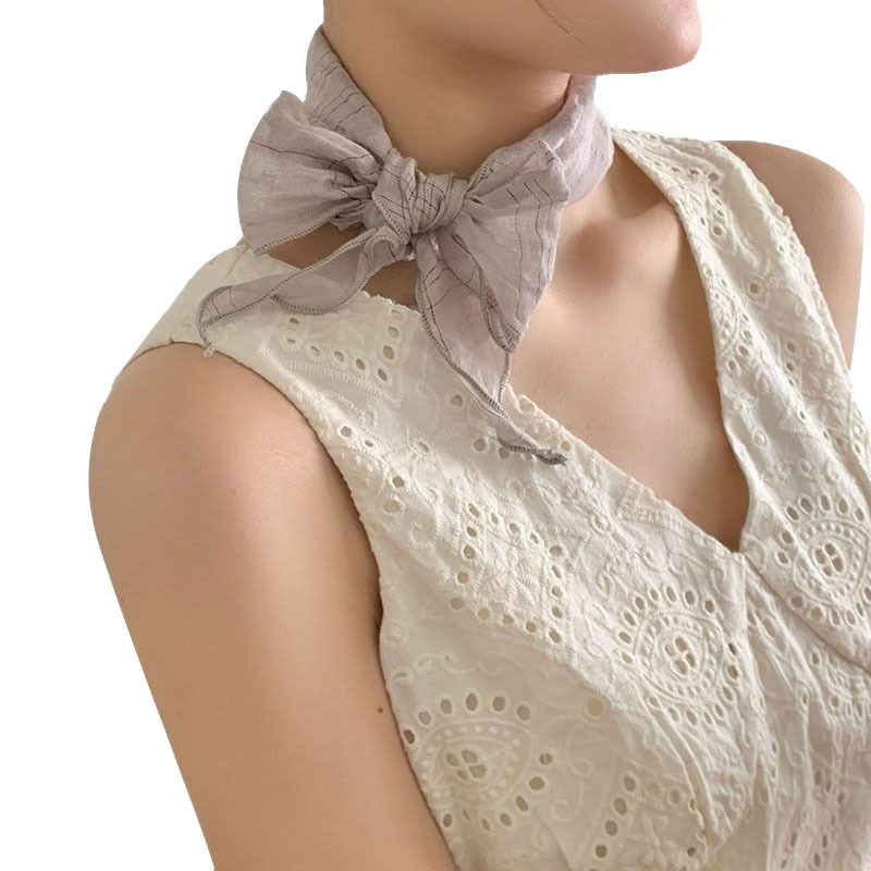 Bufanda triangular, babero, pliegues literarios femeninos, bufanda decorativa transpirable, pañuelo a cuadros de todo fósforo, accesorios para el cabello pastoral femenino de verano, cinturón para el cabello