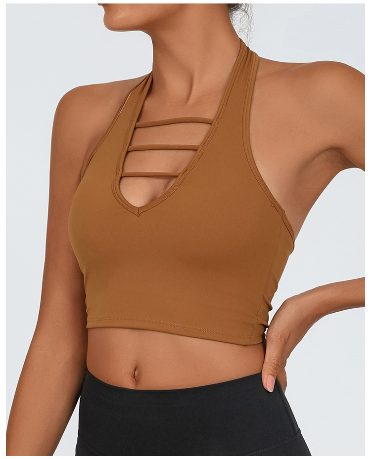 Yoga ropa interior deportiva bra colgante con cojín de pecho desnudo bra fitness entrenamiento de entrenamiento chaleco de pilates