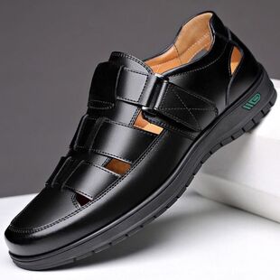 [100 full cowhide] special clearance processing men's shoes leather sandals summer non-slip dad shoes