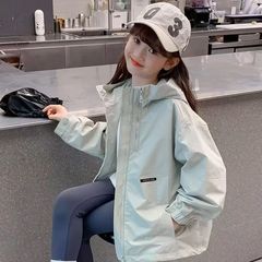 女の子コート春秋タイプ2025新型洋気子供ファッションフード