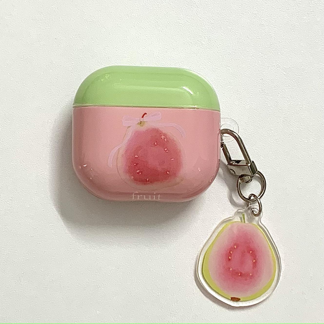 Pequeña guayaba rosa fresca de dibujos animados para auriculares AirpodssPro2 nuevo colgante de generación 3/4 1/2 fruta