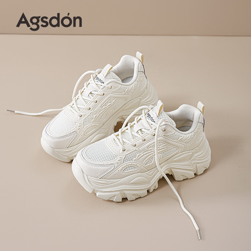 Augu Shi Deng zapatos de base gruesa para padres y mujeres 2026 nueva moda de primavera casual pequeño hombre ligero zapatillas deportivas blancas