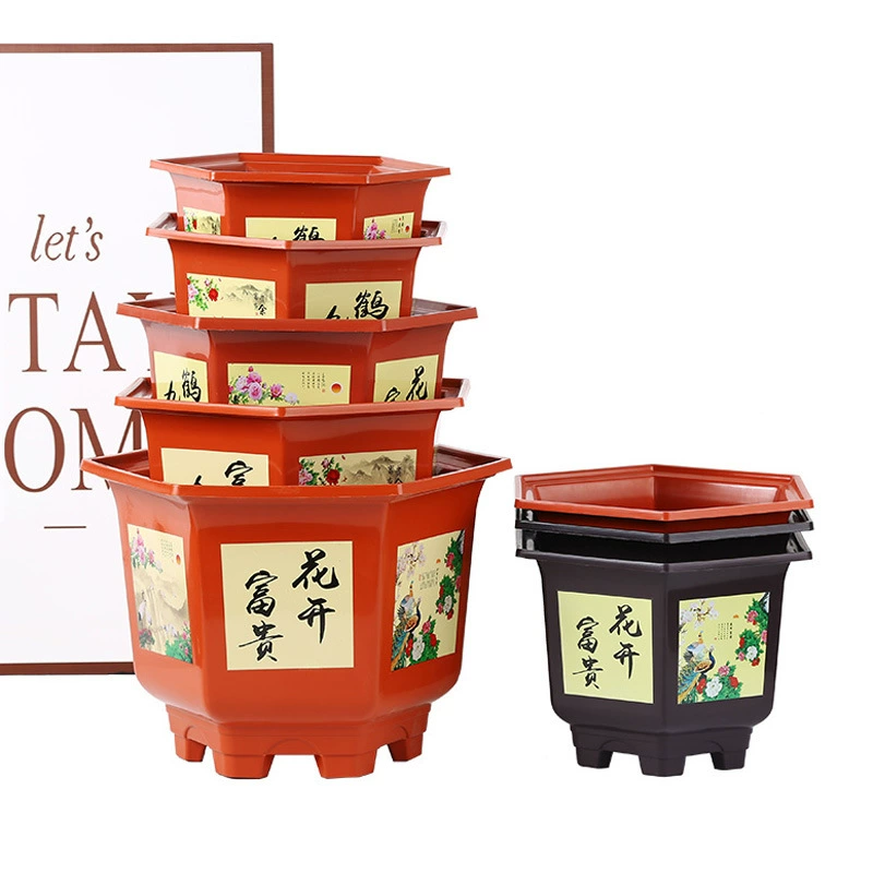 Новый утолщение большого калибра шестиугольный горшок имитация фиолетового песка с горшком в горшках