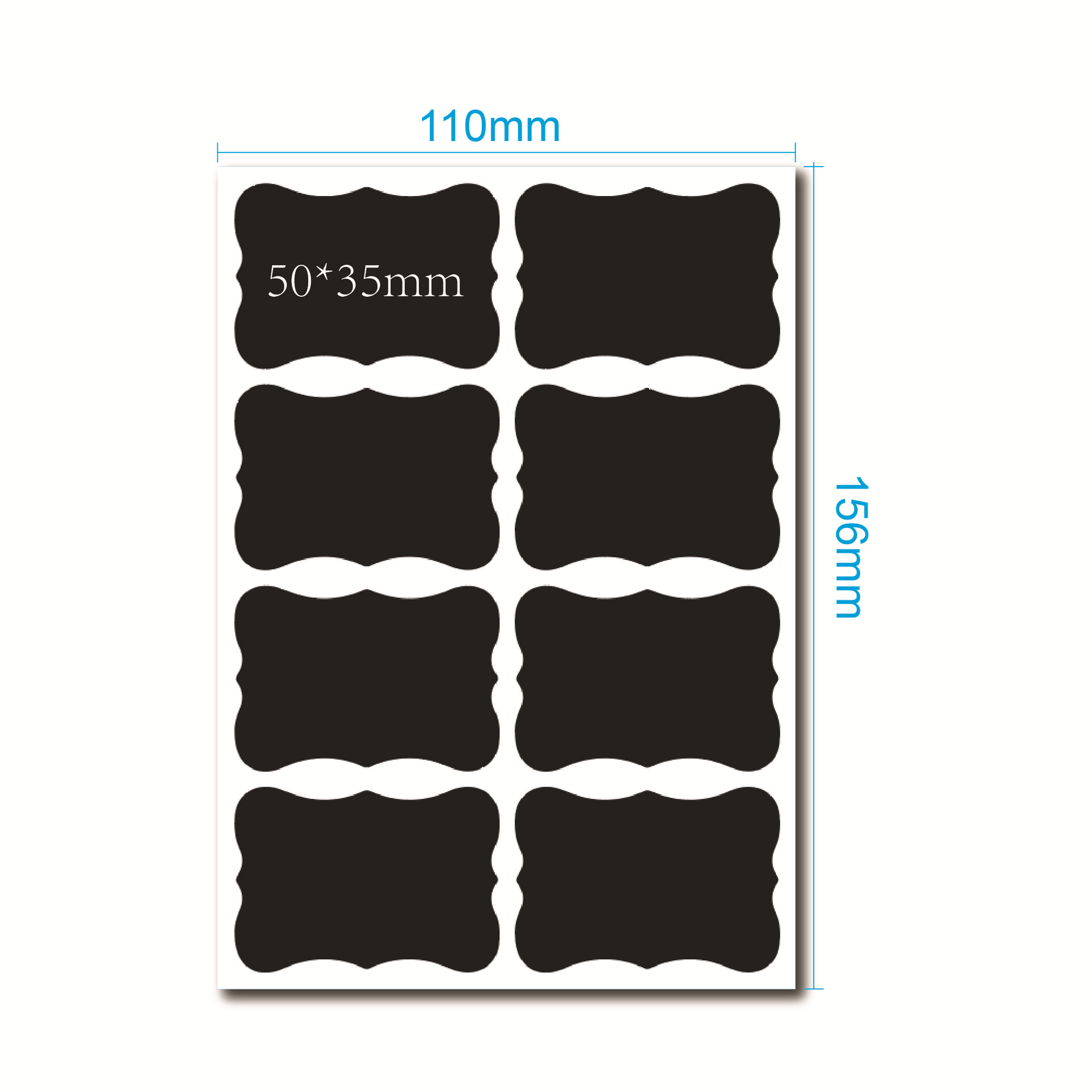 跨境黑板贴不干胶 防水大号瓶调料标签罐彩色黑色PVC黑板贴纸