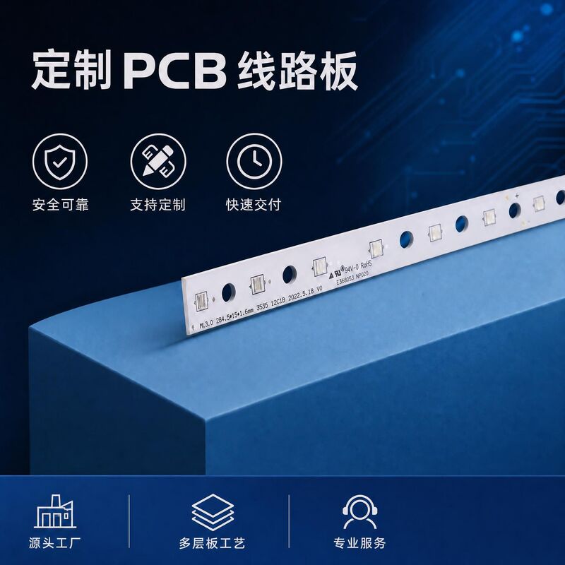 LED aluminum substrate long strip PCB circuit board, surface mount light board, lighting circuit board manufacturer supplies PCB circuit boards