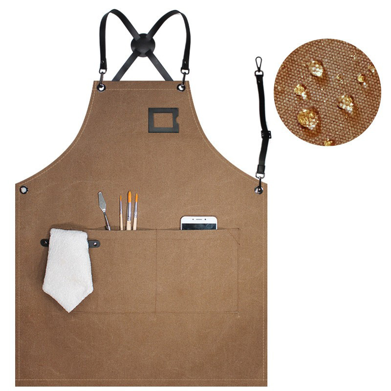 Delantal de lona grueso transfronterizo nuevo estilo coreano ropa de trabajo personalizada café amazon restaurante barbero delantal hombre image 14