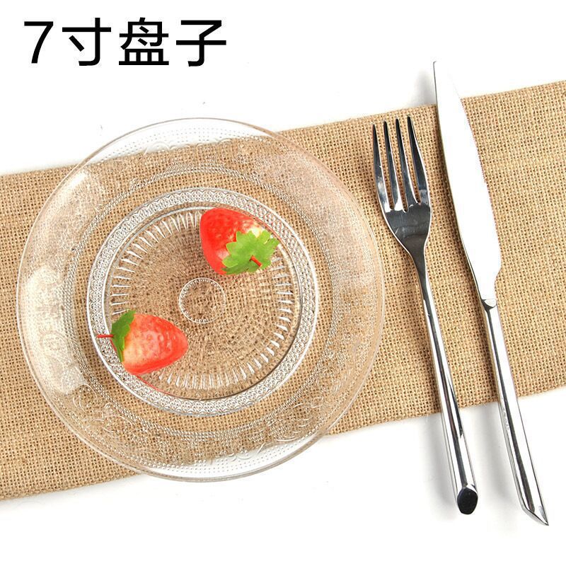 Placa de fruta seca de perla Placa de fruta transparente plato de té redondo de vidrio blanco plato de aperitivo plato de ensalada plato de aperitivo