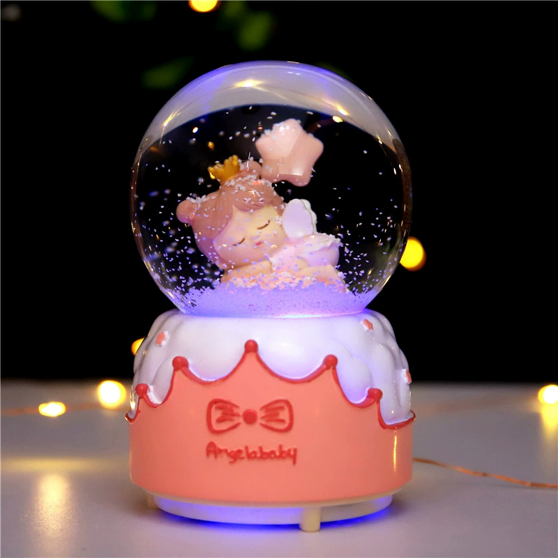 Rotating colorful lightweight music box for students, with snowflakes, Birthday gift