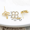 Silver needle, earrings, copper golden accessory from pearl, silver 925 sample, 750 sample gold, micro incrustation, four-leaf clover