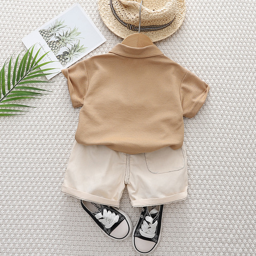 Retro embroidered rabbit children's short-sleeved suit  new summer boys and girls cotton breathable thin t-shirt forest series