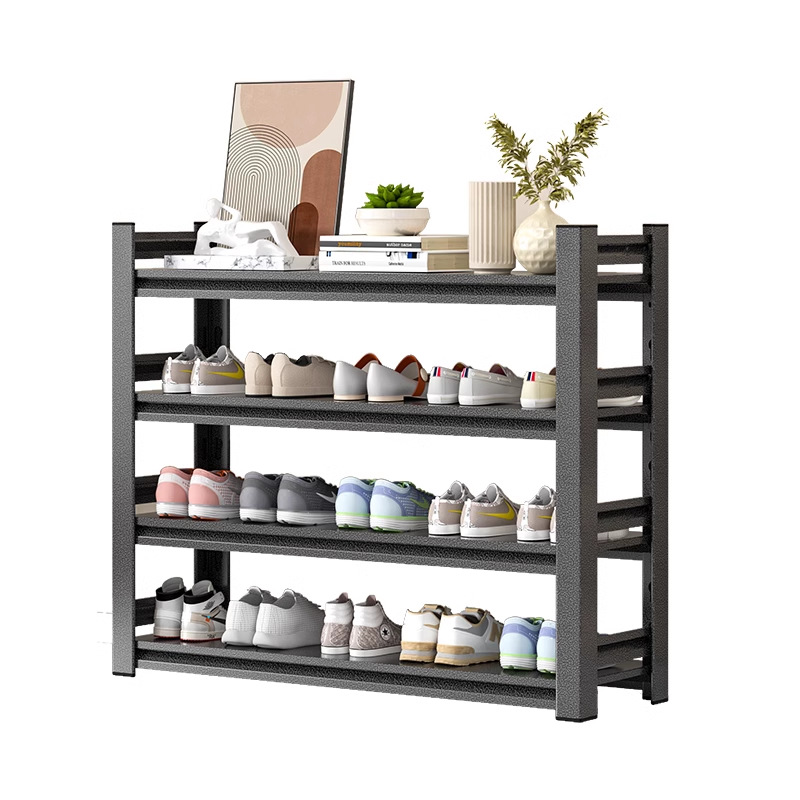 Zapatero de acero para el hogar, estante de varios pisos en la puerta, estante de almacenamiento simple de arte de hierro, entrada, puerta de entrada, zapatero trasero