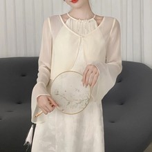 新中式改良雪纺防晒衣女夏配裙子外搭小披肩短款开衫外套薄纱罩衫