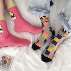 韓版學院風百搭長襪大力水手可愛卡通閨蜜中筒襪秋冬保暖棉襪女潮