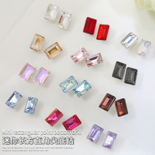 Nail Art Accessories Sugar Cube 4*6mm Rock Sugar Pointed Bottom Special-Shaped Flash Jewelry Rectangular Right-Angle Diamond Nail Art Whole Batch