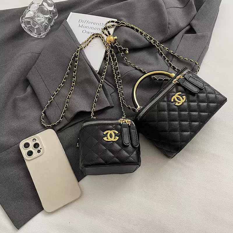 Shoulder Bag Quilted Chain Small Crossbody 2 Sizes, diamond pattern with chain strap