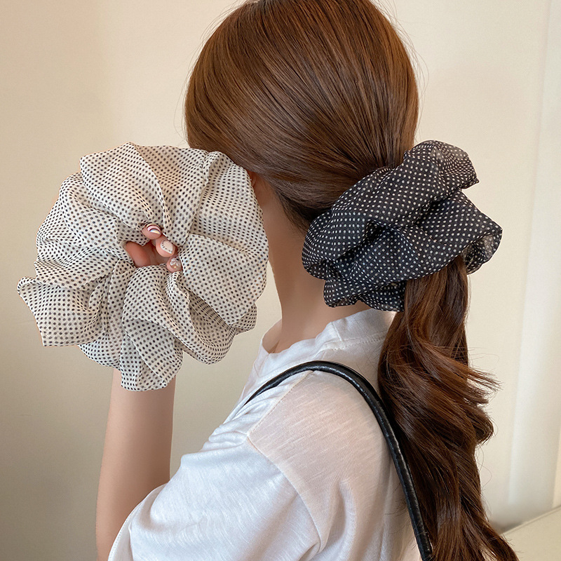 Retro estilo francés punto de onda anillo de cabello intestino grueso mujer alta elástica correa de cabello corda de cabello temperamento corda de cabello duradera adornamiento de cabello
