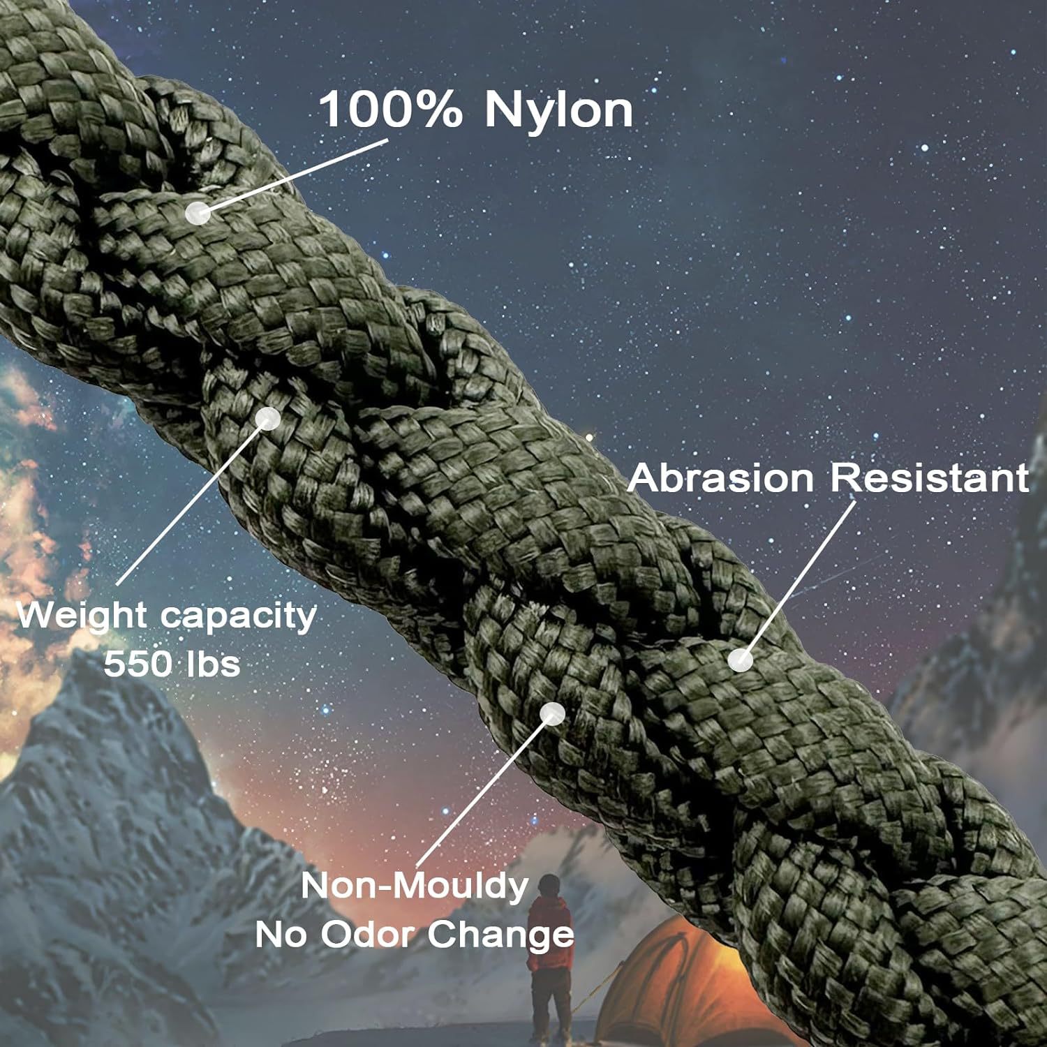 550 Paracord 100ft Outdoor Camping Equipment Tent Rope 4mm Parachute Cord_voghion.com