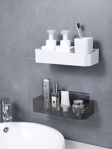 Wall plastic storage rack bathroom punch-free wash rack Bathroom traceless wall storage rack