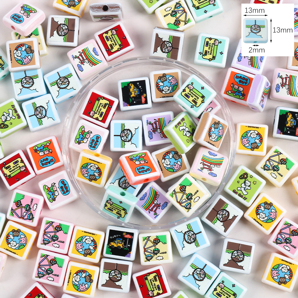 67# photo print square beads