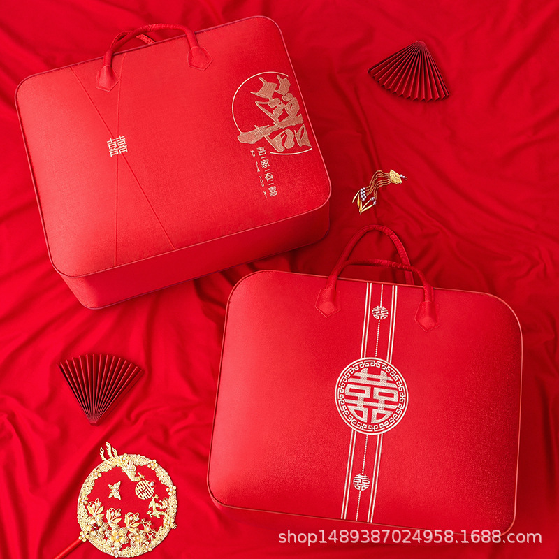 优芬婚庆结婚被子收纳袋喜被收纳袋手提加厚防尘陪嫁四件套包装袋