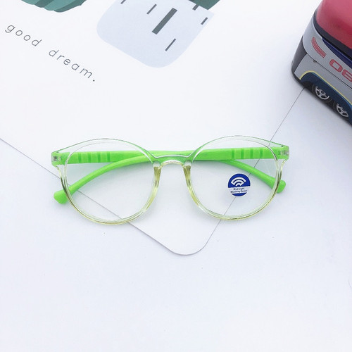 1013 new anti-blue light glasses round cute fashionable jelly color children's boys and girls flat mirror goggles