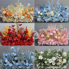 花婚禮新款婚慶大款地排花真絹花裝飾花排台路引花藝尤加利