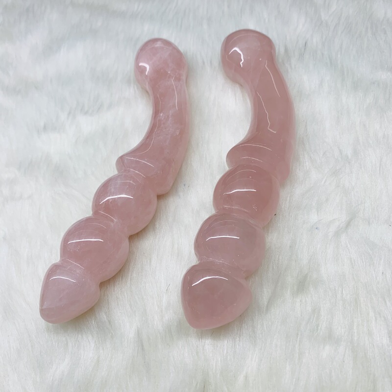 天然水晶粉晶原石雕刻打磨 水晶按摩棒 图 11