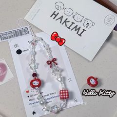 ins少女凱蒂手機鏈條卡通掛繩可愛ccd串珠相機掛件