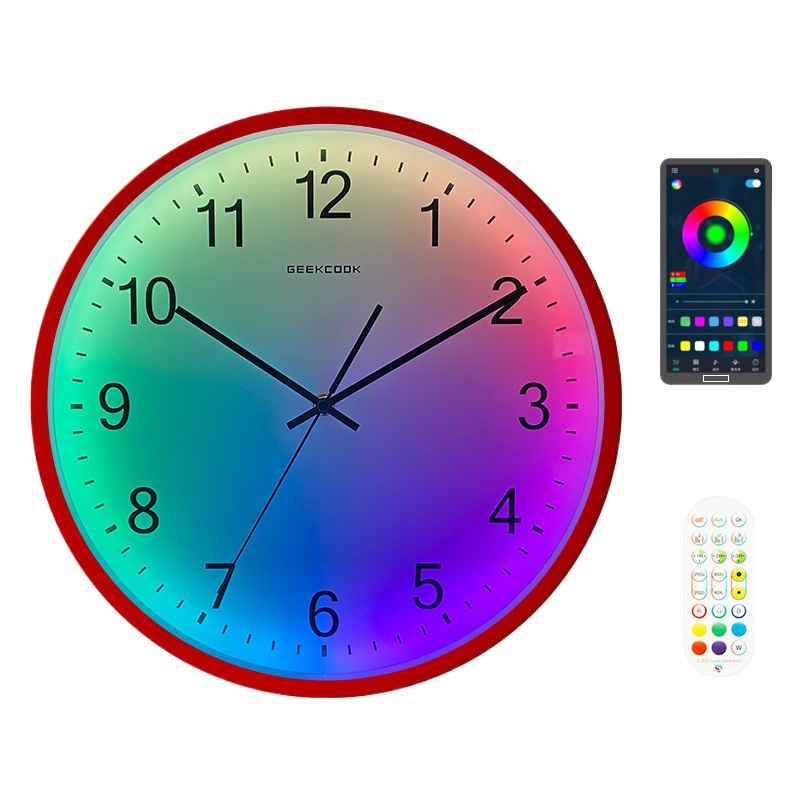 越境新商品知能感応音控led夜光掛け時計: 太陽シンプル創意家庭金属時計灯