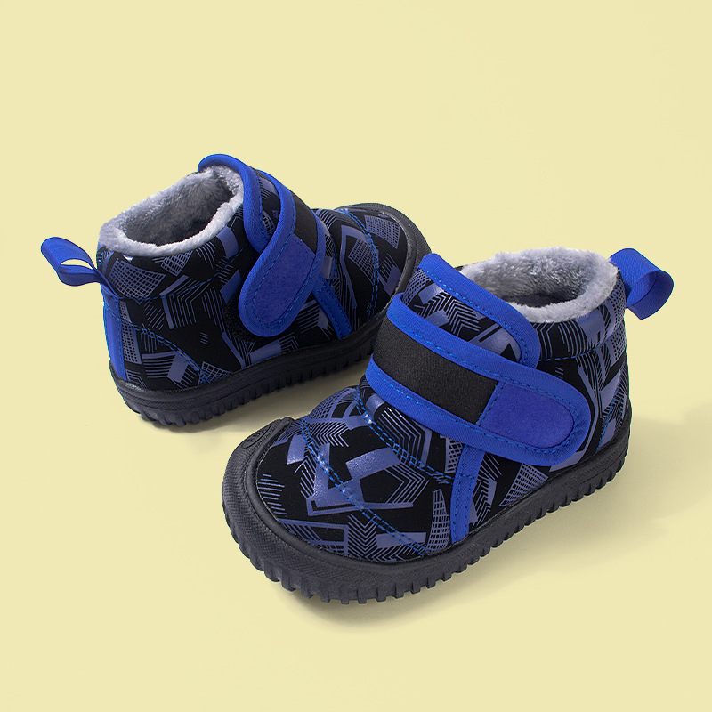 El comercio exterior de invierno en stock botas forradas de lana para niños botas de algodón de bebé cálido inferior suave y casual Velcro niños y niñas zapatos de algodón