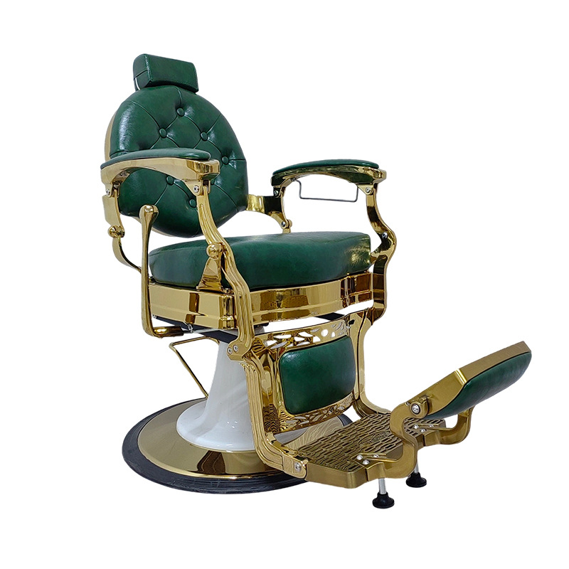 Silla de peluquería invertible semi-reclinable Fanjie Silla de corte de pelo verde retro Silla de peluquería de alta gama dedicada a la industria pesada para la peluquería image 6