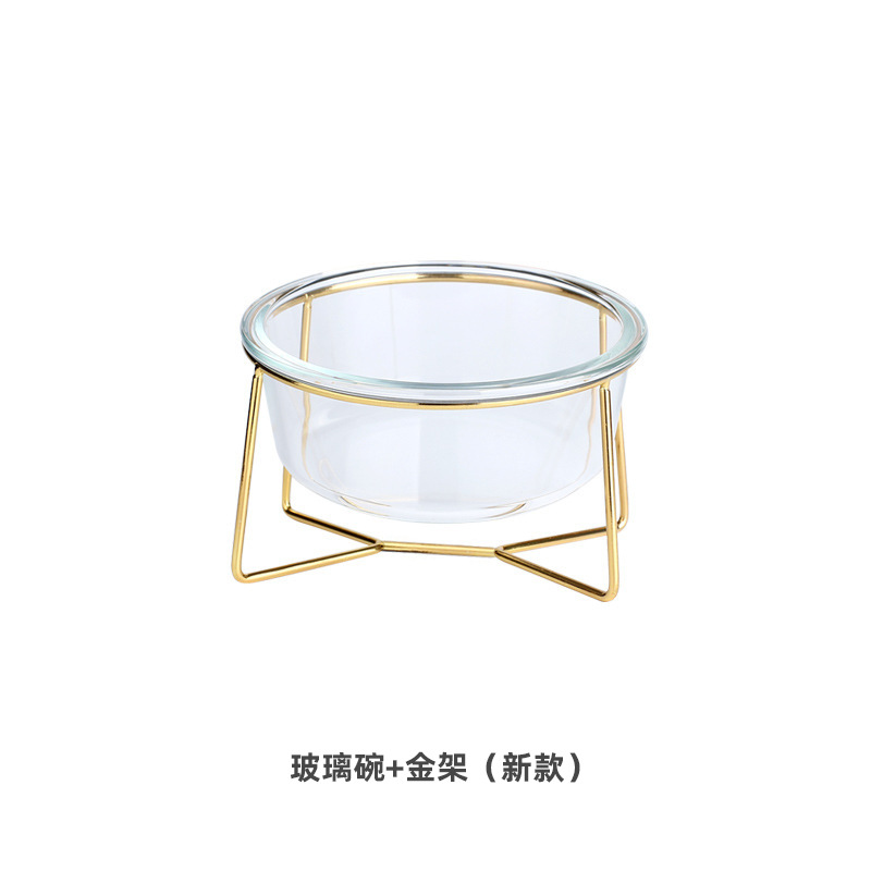 Cat Bowl oblicuo vidrio Pet Bowl tazón de comida para gatos tazón de arroz para gatos tazón de comida para perros tazón de protección columna cervical pierna alta