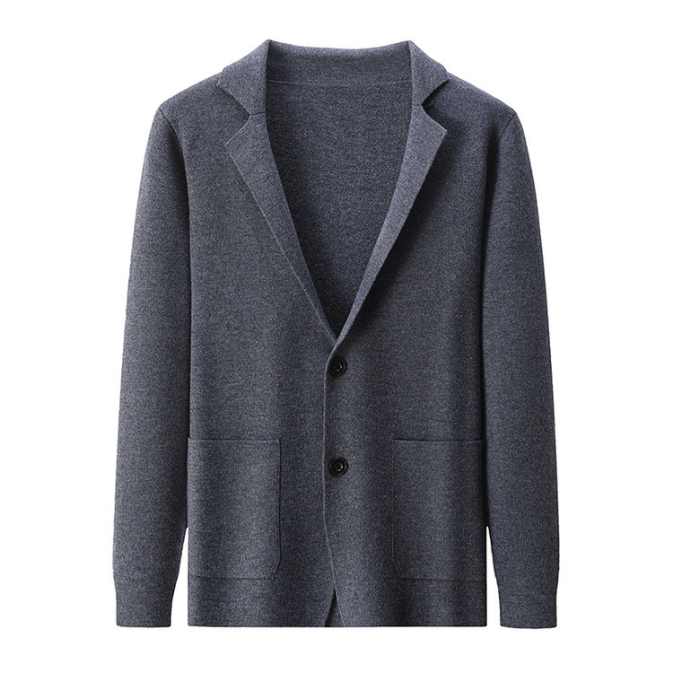 100% lana pura chaqueta de chaqueta de solapa hombre estilo coreano suelto chaqueta de punto cardigan chaqueta casual suéter